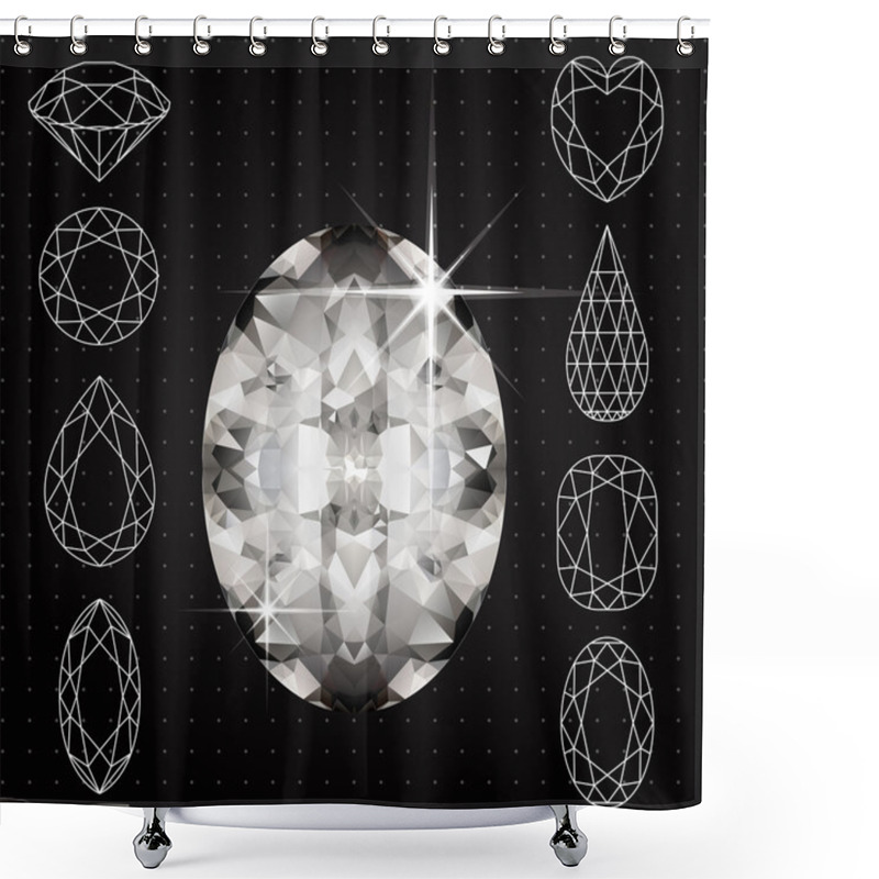 Personality  Variously Shaped Diamonds And Realistic Gemstone Shower Curtains