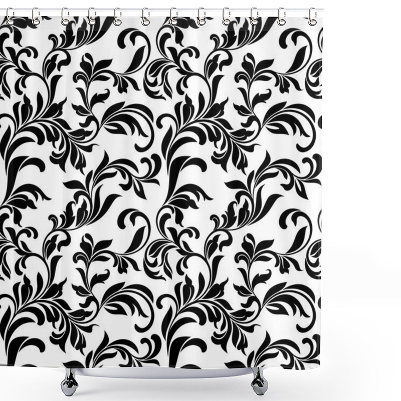 Personality  Seamless Pattern With White Floral Tracery On A White Background Shower Curtains