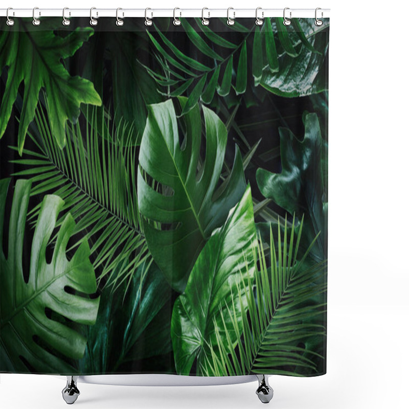 Personality  Many Bright Green Tropical Leaves As Background Shower Curtains