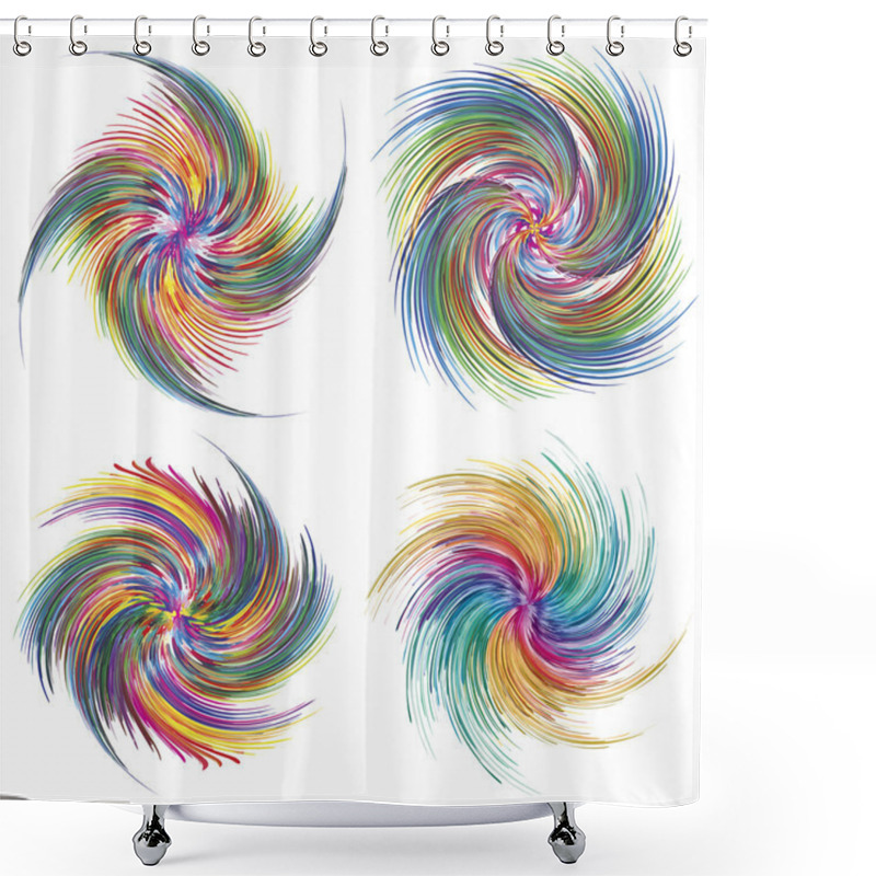 Personality  Set Of Vector Twirls Shower Curtains