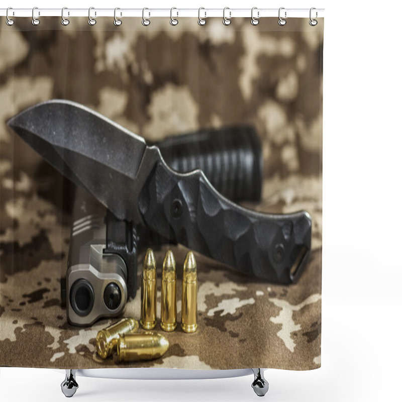 Personality  Gun - Focus On The Barrel Shower Curtains