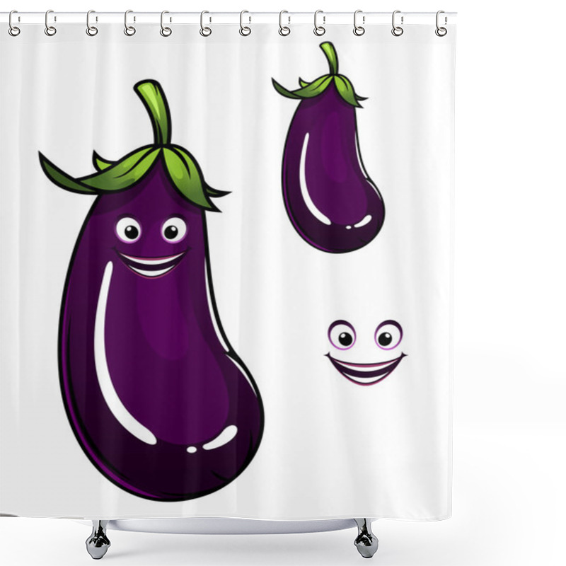 Personality  Happy Healthy Purple Eggplant Or Aubergine Shower Curtains