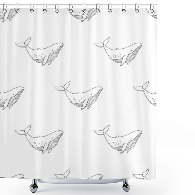 Personality  Pattern With Sea Life Collection Of Whales Shower Curtains