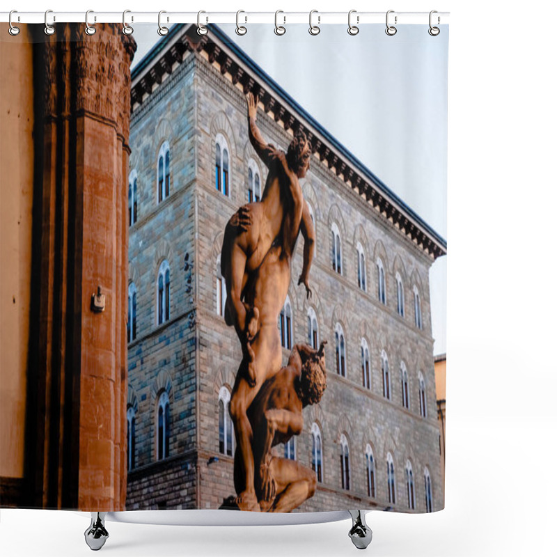 Personality  Statue Of Ratto Delle Sabine, Loggia De Lanzi, Piazza Della Sig In Florence, Italy  Shower Curtains