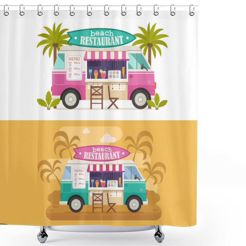 Personality  Beach Restaurant Food Van Shower Curtains