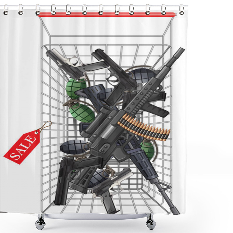 Personality  Many Kind Of Weapons In The Shopping Cart Shower Curtains