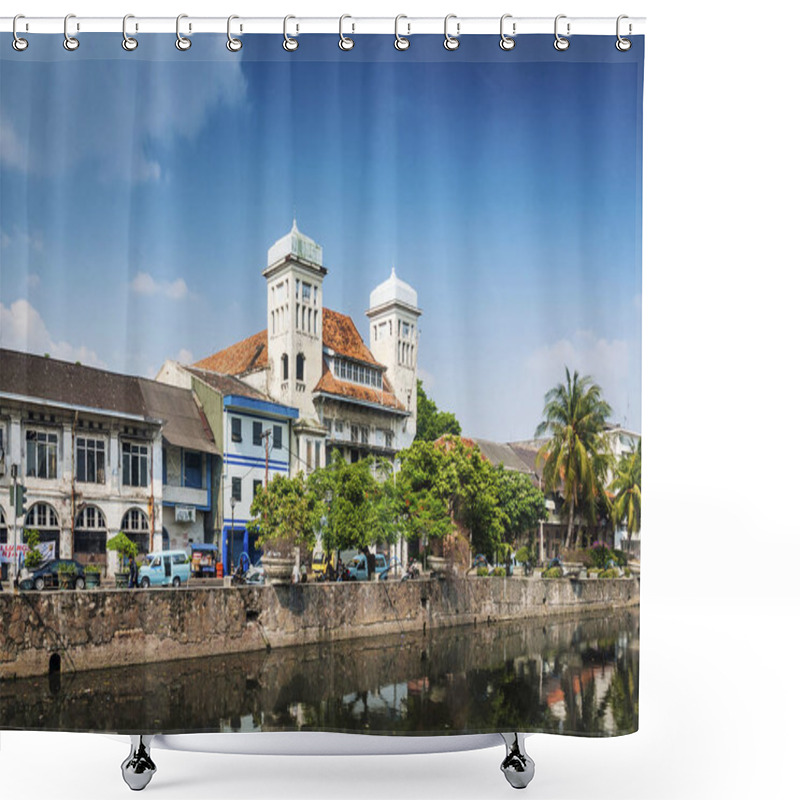 Personality  Dutch Colonial Srchitecture Buildings In Old Town Of Jakarta Indonesia Shower Curtains