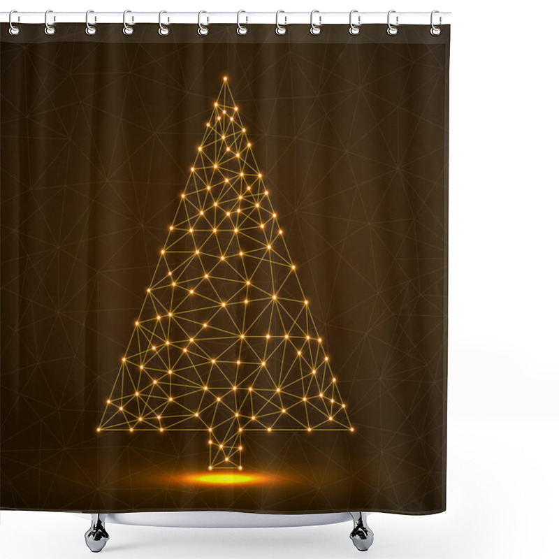 Personality  Abstract Neon Christmas Tree Of Lines And Dots, Shower Curtains