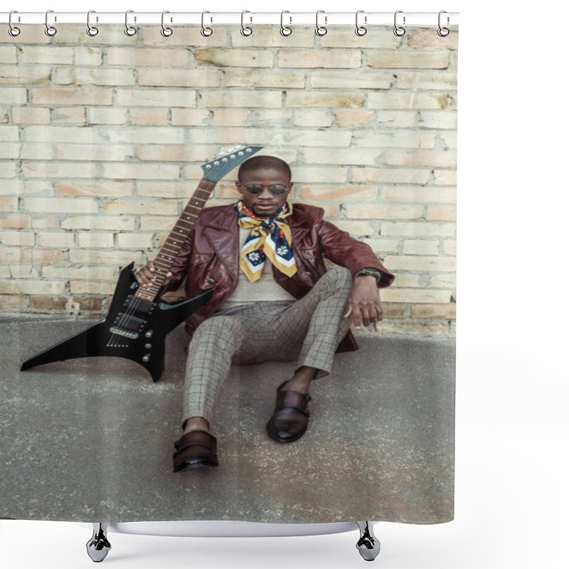 Personality  Fashionable African American With Guitar Shower Curtains