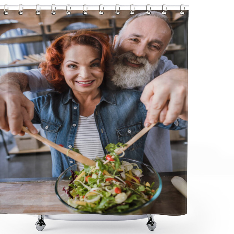 Personality  Couple Cooking Vegetable Salad Shower Curtains