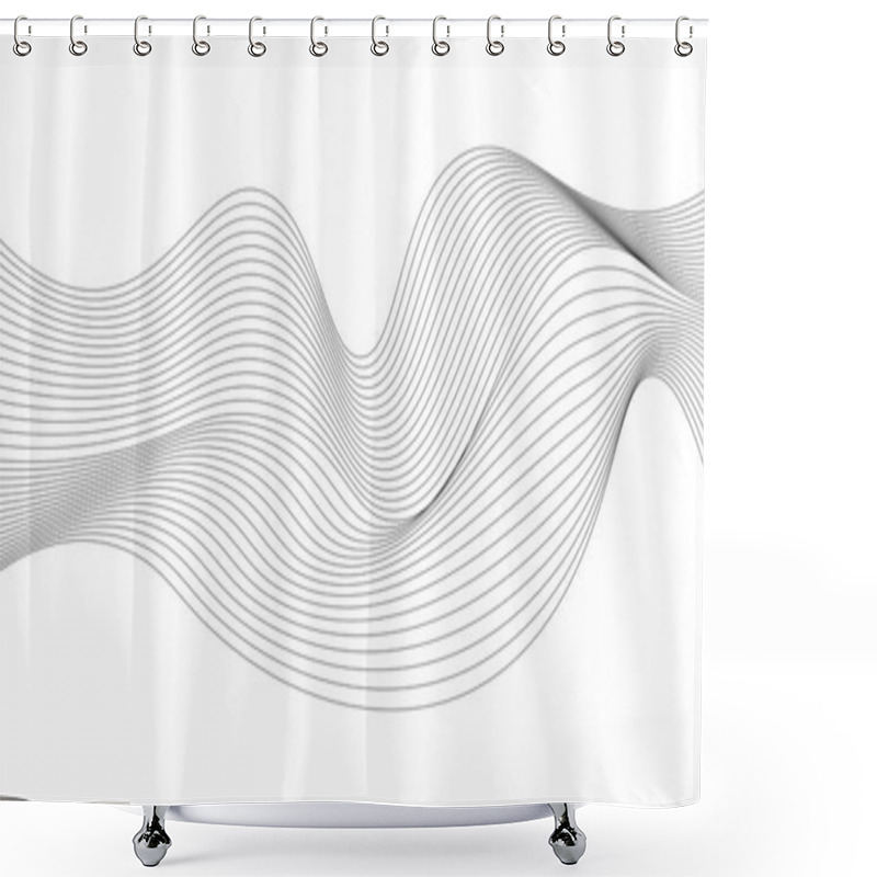 Personality  Abstract Curved Lines Of Fluid Motion. Vector Illustration Shower Curtains