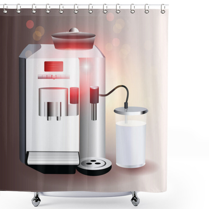 Personality  Coffee Machine Illustration Vector Illustration  Shower Curtains