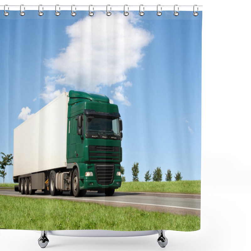 Personality  Truck Driving In The Countryside Shower Curtains