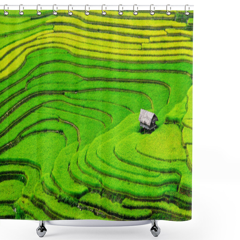 Personality  Beautiful Terrace Rice Field With Small Houses In Northwest Vietnam. Shower Curtains