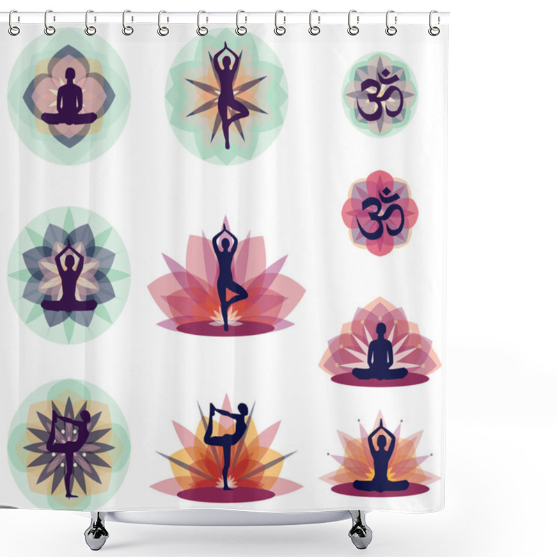 Personality  Human Silhouettes In Yoga Positions Shower Curtains