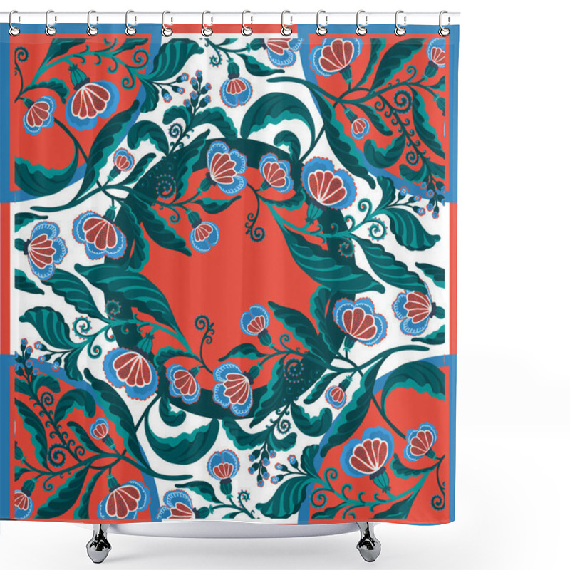 Personality  Silk Scarf With Abstract Flowers Vector Pattern With Hand Drawn Floral Elements. Shower Curtains