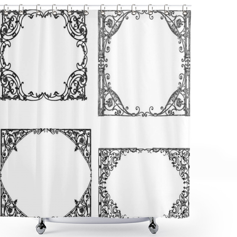 Personality  Decorative Drawn Frames From Architectural Details Shower Curtains