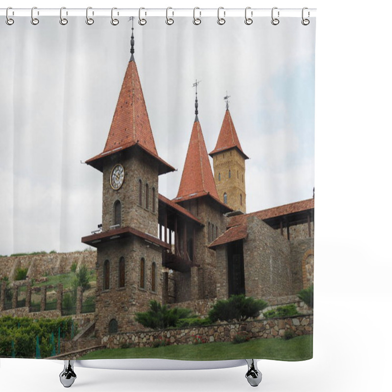 Personality  2021-05-07. Russia. Kamensk-Shakhtinsky, Rostov Region. Beautiful Buildings In The Form Of Castles. And Ancient Buildings. LOGA Landscape Park Territory Shower Curtains