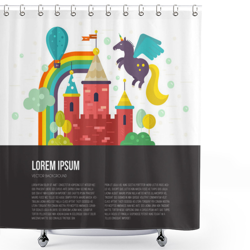 Personality  Flat Illustration Of Old Castle Shower Curtains