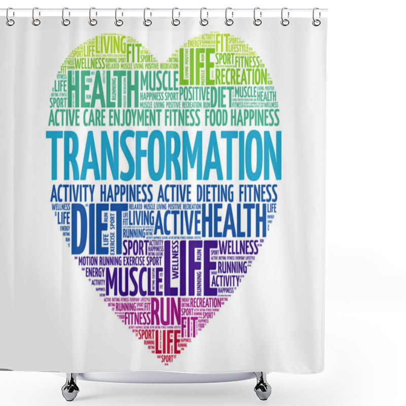 Personality  TRANSFORMATION Heart Word Cloud Shower Curtains