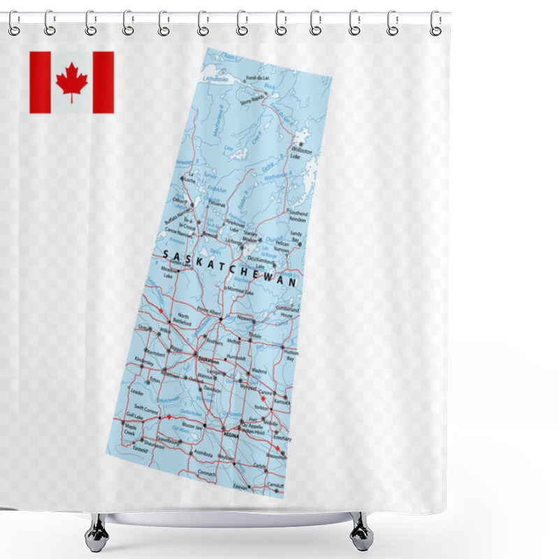 Personality  Saskatchewan Map. Canada State With Cities And Towns. Shower Curtains