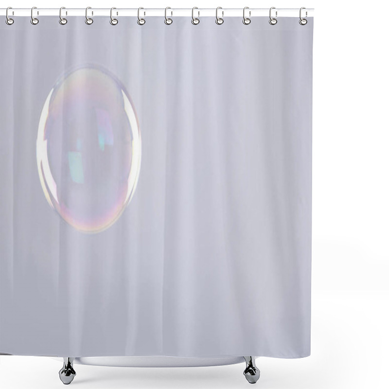 Personality  Beautiful Translucent Soap Bubble On Grey Background. Space For Text Shower Curtains