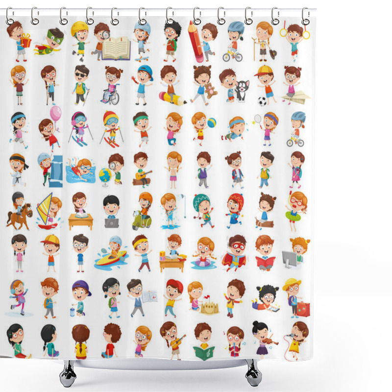 Personality  Vector Collection Of Cartoon Children Shower Curtains