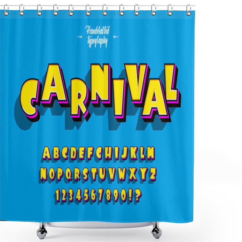 Personality  Vector Of Stylized Comical Font And Alphabet Shower Curtains