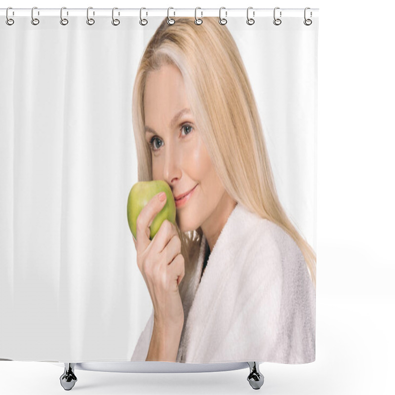 Personality  Mature Woman With Green Apple Shower Curtains