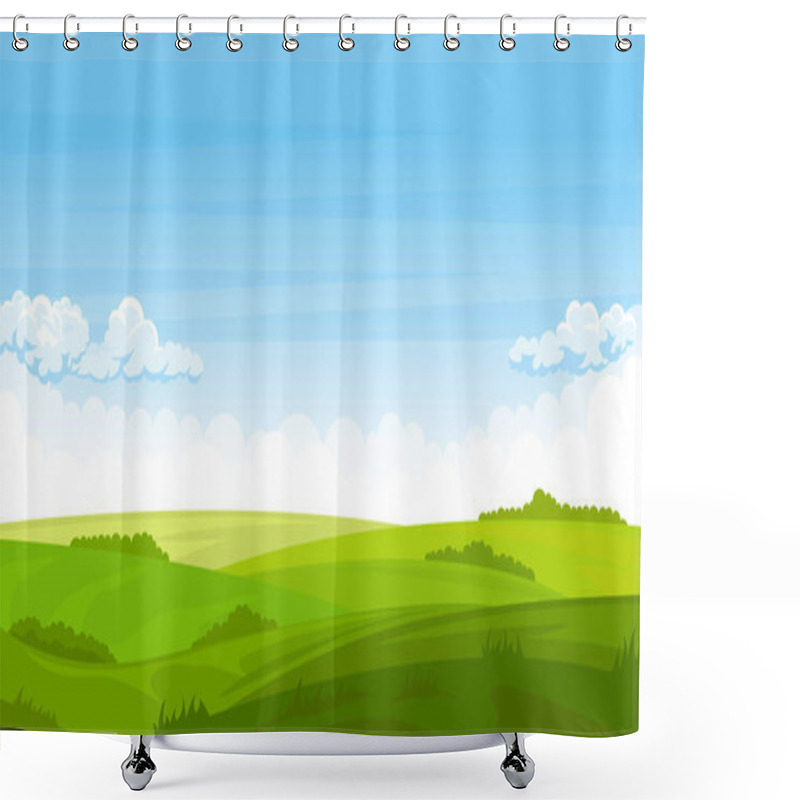 Personality  Summer Landscape With Fields And Green Hills  Shower Curtains