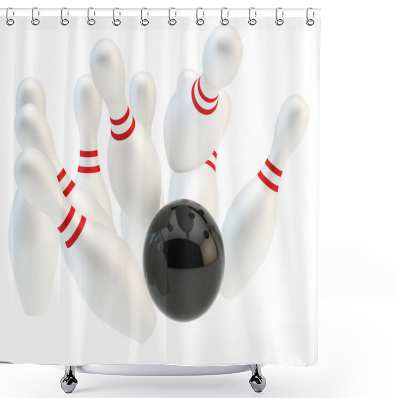 Personality  Bowling Ball And Pins Shower Curtains