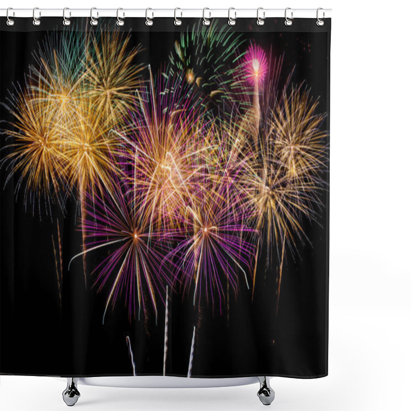 Personality  Fireworks Celebration At Night On  New Year And Copy Space Shower Curtains