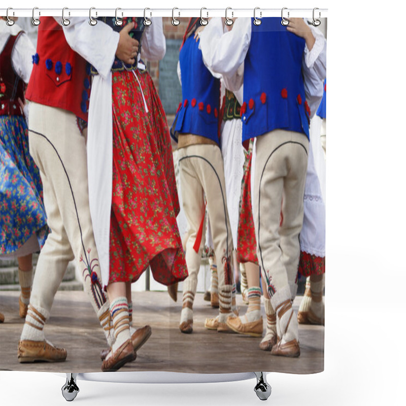 Personality  Horizontal Colour Image Of Female Polish Dancers In Traditional  Shower Curtains