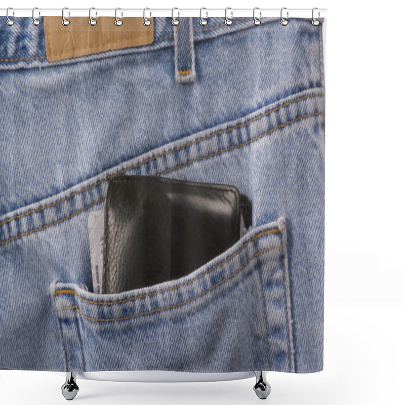 Personality  Closeup Of Denim Blue Jeans With Wallet Shower Curtains