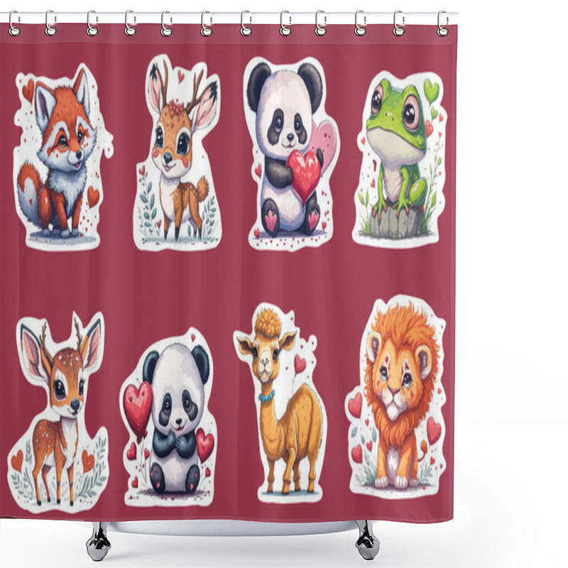 Personality  A Lovable Character Of A Cute Baby Animals With Hearts Shower Curtains