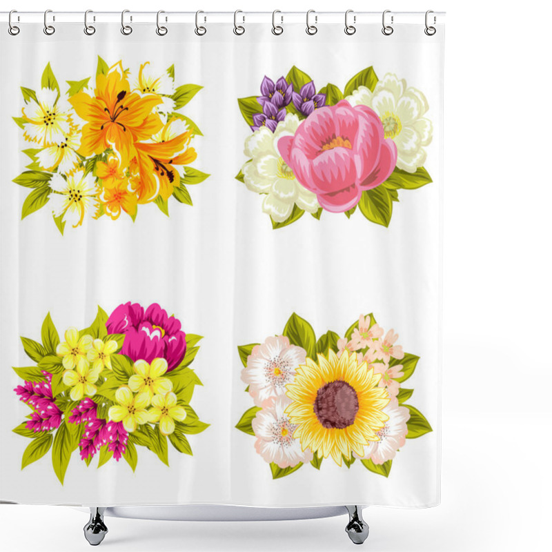 Personality  Flower Bouquets Set Shower Curtains