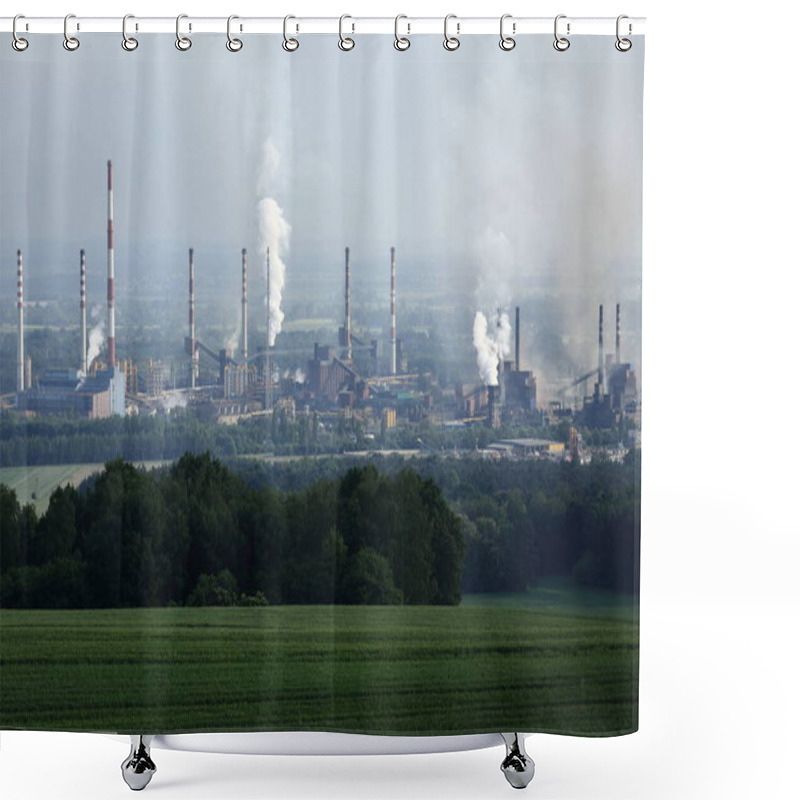 Personality  Industrial Coke Plant Emitting Heavy Pollution Into The Atmosphere. Shower Curtains