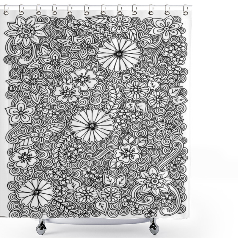 Personality  Pattern With Flowers. Ornate Zentangle Texture, Pattern With Abs Shower Curtains