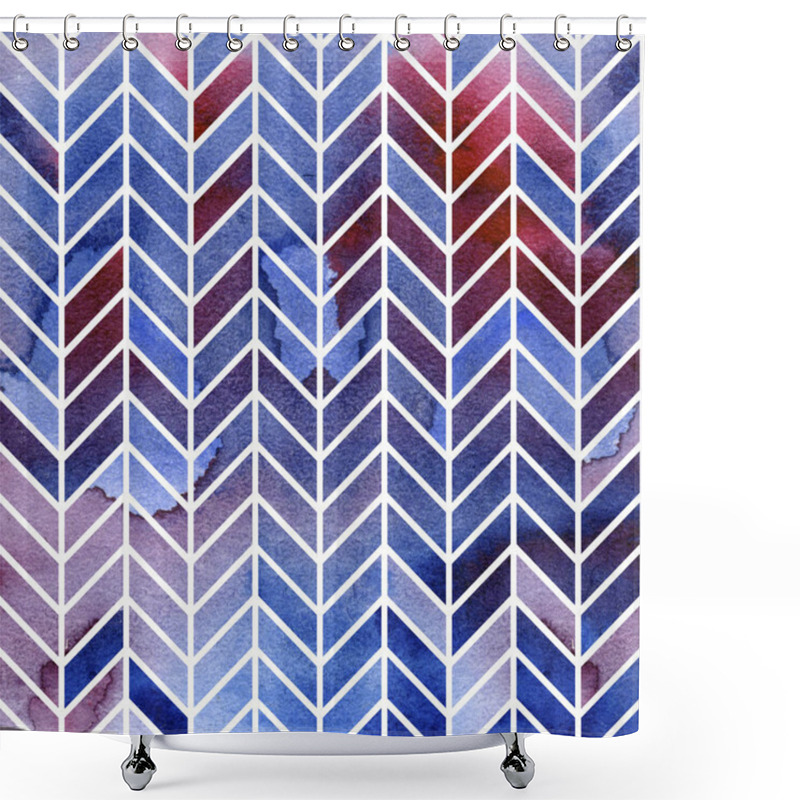 Personality  Seamless Watercolour 60s Retro Ribs Pattern Shower Curtains