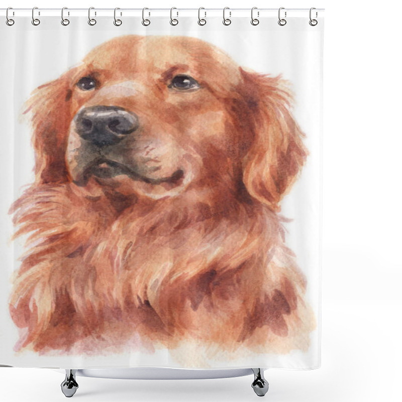 Personality  Water Colour Painting Of Golden Retriever Shower Curtains