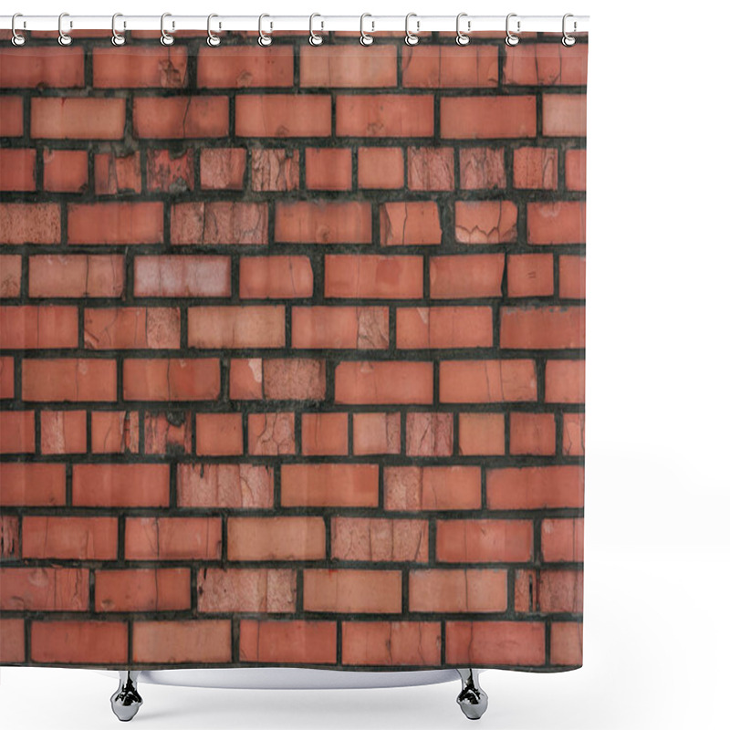 Personality  Old Red Weathered Brick Wall, Full Frame Background Shower Curtains