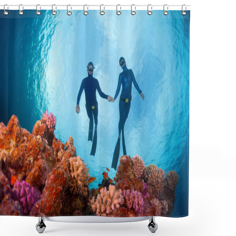 Personality  Freedivers Shower Curtains