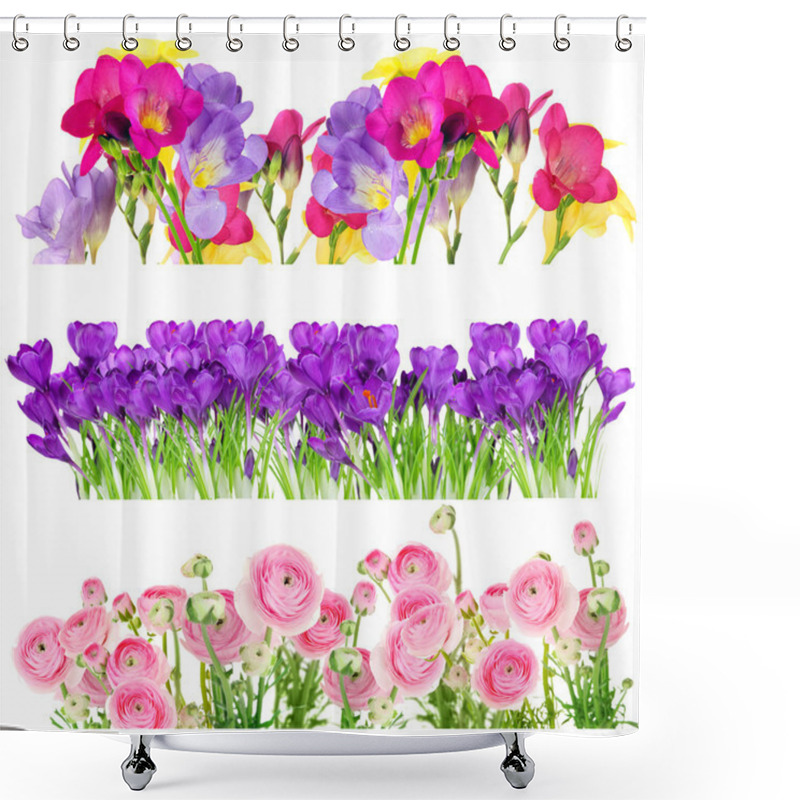 Personality  Collage Of Beautiful Summer Flowers In Rows Shower Curtains