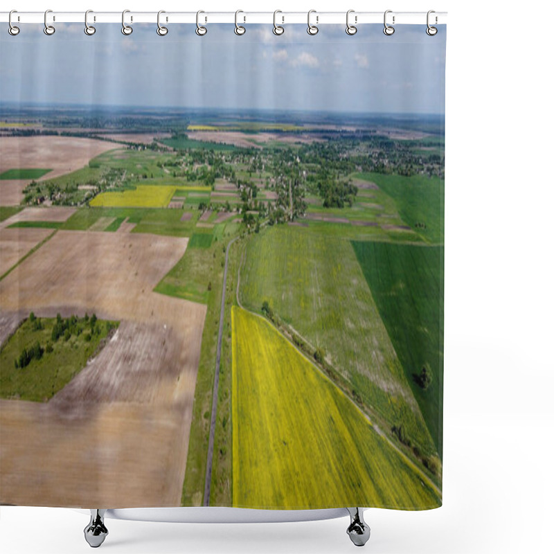 Personality  Scenic Farm Fields Under Blue Skies. Rape Crops. Country Road Among The Fields. Shower Curtains