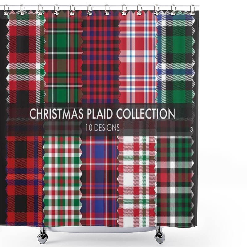 Personality  Christmas Plaid, Tartan Seamless Pattern Collection Includes 10 Designs Suitable For Fashion Textiles And Graphics Shower Curtains