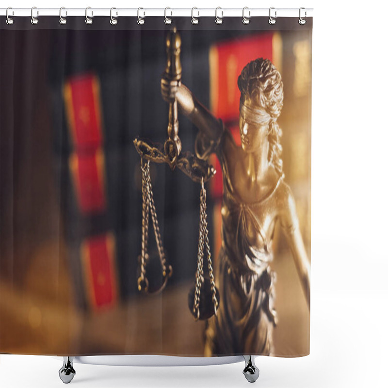 Personality  Statue Of Lady Justice In A Lawyer Office Shower Curtains