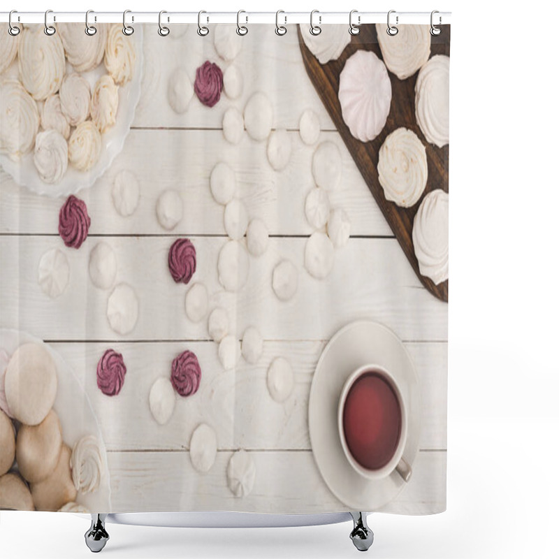 Personality  White And Berry Marshmallows With Tea  Shower Curtains