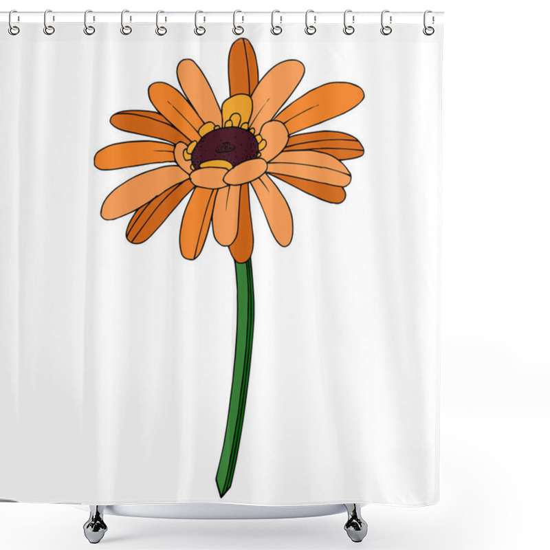 Personality  Vector Gerbera Floral Botanical Flower. Black And White Engraved Shower Curtains