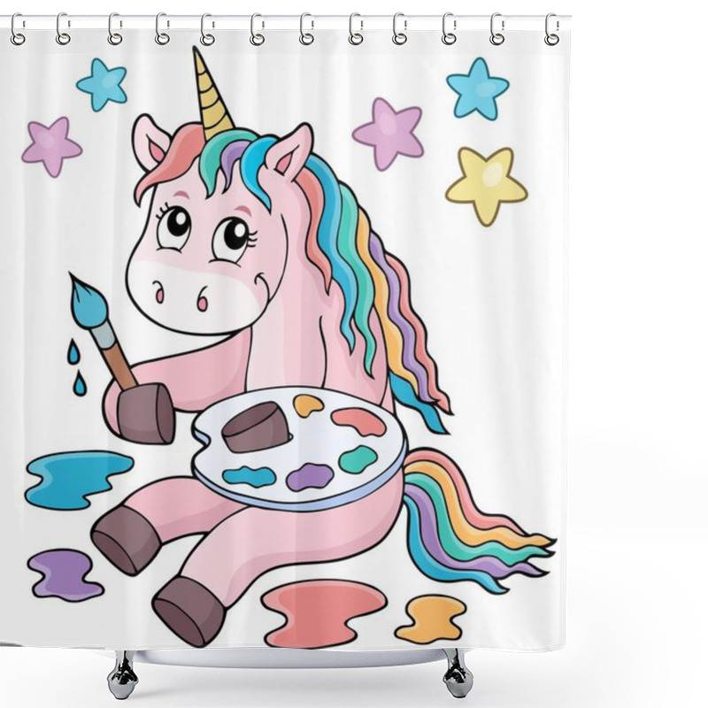 Personality  Painting Unicorn Theme Image 1 - Eps10 Vector Illustration. Shower Curtains