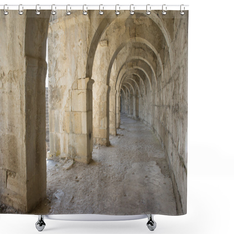 Personality  Tunnel Amphitheater In Turkey. Aspendos. Shower Curtains